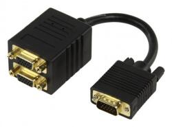 DeTech Преходник DeTech, VGA(м) към 2х VGA(ж), черен (df18181)