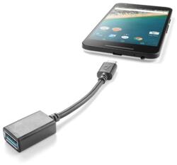 Cellularline Преходник Cellular Line, от USB-C(м) към USB-A(ж), черен