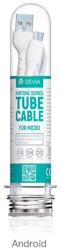 DEVIA Кабел Devia Kintone Tube, от USB Type-A(м) към USB Micro B(м), 1m, бял, 2.1A, в епруветка (Kintone Tube microUSB)