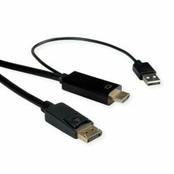 Roline Кабел Roline 11.04. 5992, HDMI/USB-A(м) към DisplayPort(м), 2m, черен, 3840x2160@60Hz (11.04.5992)