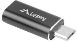 Lanberg Преходник Lanberg AD-LM-UM-01, от micro USB(м) към Lightning(ж), черен (AD-LM-UM-01)