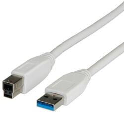 Roline Кабел Roline S3002-50, USB 3.0 A(м) към USB 3.0 B(м), 1.8m, бял (S3002-50)