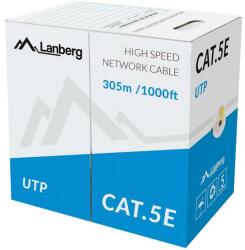 Lanberg Rola cablu UTP, Lanberg 42763, cat5e, lungime 305m, AWG 24, 100 MHz, solid CCA, ethernet (LCU5-10CC-0305-Y)