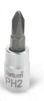 Fortum bitdugófej PH bittel, 61CrV5/S2, mattkróm; PH2, 1/4" (4701812)