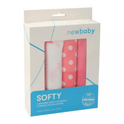  Pamut tetra pelenka New Baby Softy nyomtatott mintával 70 x 70 cm 4 db fehér-rózsaszín