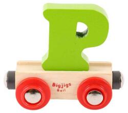 Bigjigs Toys Wagon șine de tren din lemn - litera P (DDBR116)