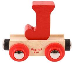 Bigjigs Toys Vagon de tren din lemn - litera J (DDBR110) Trenulet