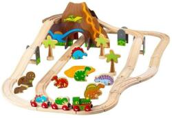 Bigjigs Toys Sine de tren din lemn dinozauri (DDBJT035)