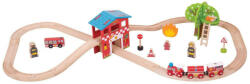 Bigjigs Toys Stație de pompieri șină de tren din lemn (DDBJT037) Trenulet