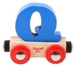 Bigjigs Toys Wagon șină de tren din lemn - Litera Q (DDBR117)