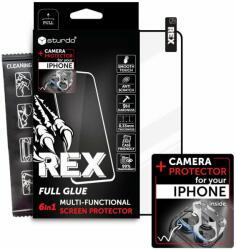 Sturdo Teljes arcvédő üveg + iPhone 15 Pro kameravédő üveg, Sturdo Rex, fekete
