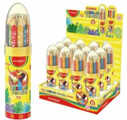 Keyroad Set de creioane colorate în sticlă groasă triunghiulară de rachetă 12 buc/blister keyroad jumbo culori mixte (KR972230)