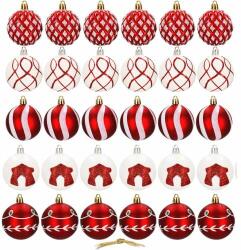SPRINGOS Springos Christmas Tree Balls 30 buc - roșu/alb (CA0866)
