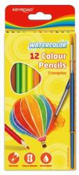 Keyroad Set de creioane colorate acuarelă cu pensulă triunghiulară 12 buc/blistuleț keyroad aqua fun culori mixte (KR971872)