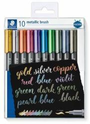 STAEDTLER Marker decorativ, 1-6 mm, conic, STAEDTLER Design Journey Metallic Brush, 10 culori metalice diferite (8321 TB10)