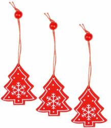 SPRINGOS ornament de Crăciun "Pom de Crăciun" 3 bucăți - roșu/alb (CA0650)