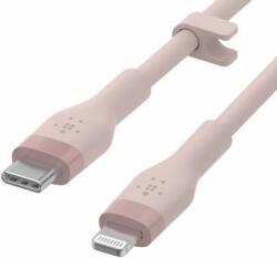 Belkin BOOST CHARGE Flex Cablu de silicon USB-C la Lightning - 2M - roz (CAA009bt2MPK)