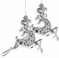 SPRINGOS ornamente pentru pomul de Crăciun "cerb" 2 bucăți - argintiu (CA1060)