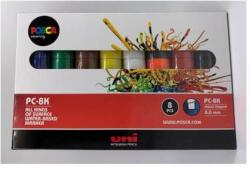 uni Marker decorativ, 8 mm, tăiat, UNI "Posca PC-8K", 8 culori diferite (2UPC8K8DB)