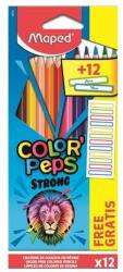 Maped Set de creioane colorate, triunghiulare, MAPED, "Color`Peps Strong" 12 culori diferite + 12 autocolante gratuite (862725)
