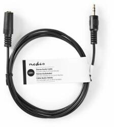 Nedis Cablu audio stereo | Ștecher de 3, 5 mm | Soclu de 3, 5 mm | Nichelată | 2, 00 m | Rotund | Negru | Cu vârf de hârtie (CAGT22050BK20)