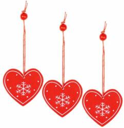 SPRINGOS ornamente pentru pomul de Crăciun "inimă" 3 bucăți - roșu (CA0652)