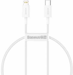 Apple Cablu alimentare si date Baseus, Superior, Fast Charging, tip USB Type-C la Lightning PD 20W 0.25m, Alb (CATLYS-02)