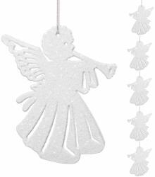 SPRINGOS ornamente pentru pomul de Crăciun 6 bucăți "înger" - alb/lucios (CA0051)
