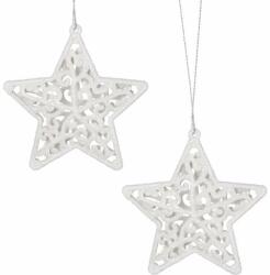 SPRINGOS ornament "stea" pentru bradul de Crăciun 2 bucăți - alb/lucios (CA0038)