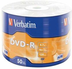 Verbatim Disc VERBATIM DVD-R, 4, 7GB, 16x, 50 de discuri DVD-R, învelite, VERBATIM (43788)