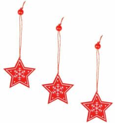 SPRINGOS ornamente pentru pomul de Crăciun "stea" 3 bucăți - roșu (CA0649)