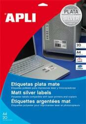 APLI Etichetă APLI, 210x297 mm, poliester, rezistentă la intemperii, APLI, argintiu, 20 de etichete pe pachet (10071)