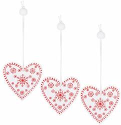SPRINGOS ornamente pentru pomul de Crăciun "inimă" 3 bucăți - alb/roșu (CA0657)
