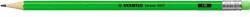STABILO Creion de grafit hb, radíros, corp verde neon stabo swano (4907/HB-33)