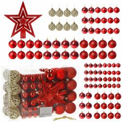 SPRINGOS set de ornamente pentru bradul de Crăciun -101 bucăți- roșu/auriu (CA0122)