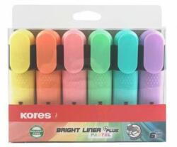 Kores Highlighter set, 0, 5-5 mm, KORES Bright Liner Plus Pastel, 6 culori diferite (36166)
