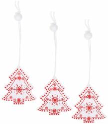 SPRINGOS ornament de Crăciun "Pom de Crăciun" 3 bucăți - alb/roșu (CA0659)