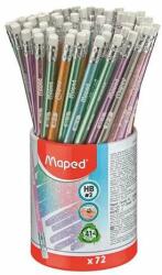 Maped Creion grafit cu radieră, suport pentru creion, HB, triunghiular, MAPED "Black`Peps Glitter Deco", culori pastelate mixte (851805)