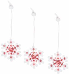 SPRINGOS Decorațiuni de Crăciun "fulg de zăpadă" 3 bucăți - alb/roșu (CA0656)