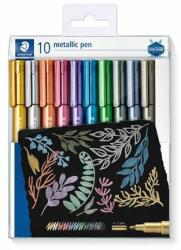 STAEDTLER Set de markere decorative, 1-2 mm, conice, STAEDTLER Design Journey Metallic Pen, 10 culori diferite (8323 TB10)