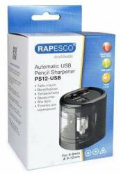 Rapesco Clește, cu două găuri, de birou, cu baterii, cu încărcător USB, RAPESCO PS12-USB, negru (1449)