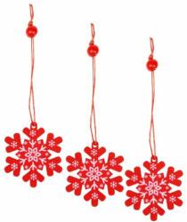SPRINGOS Decorațiuni de Crăciun "fulg de zăpadă" 3 bucăți - roșu/alb (CA0651)
