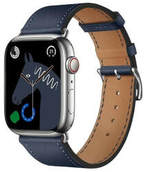 Apple Watch 1-6, SE, SE (2022) (38 / 40 mm) / Watch 7-8 (41 mm), bőr pótszíj, állítható, Hoco WA17, sötétkék - tok-shop