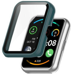 Huawei Watch Fit 2, Műanyag védőkeret, kijelzővédő üveggel, közepesen ütésálló, szíj nélkül, zöld - tok-shop