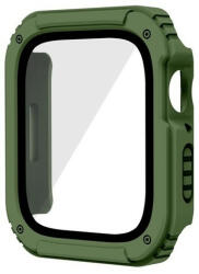Apple Watch 4-6, SE (44 mm), Műanyag védőkeret, kijelzővédő üveggel, közepesen ütésálló, szíj nélkül, zöld - tok-shop