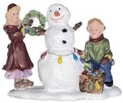 Dekoráció Karácsonyi dekor hóembert építő gyerekek poly 6, 2x3, 9x4, 7cm színes (AST6909)