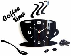  Modern falióra COFFE TIME 3D BLACK black (öntapadó faliórák)