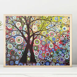 Pictorul Fericit Umbrella Trees - Pictură pe numere Panza pictura
