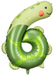 Partydeco Számos lufi 34" 86cm óriás állatos szám, számjegy 6-os, teknős (LUFI168725)