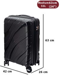 Dollcini Világjáró Bőrönd - Több Méretben és Színben - 63x26 x 42cm - Fekete (357890-159B)